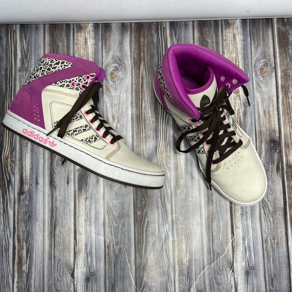 adidas Shoes - Adidas Purple Cream Cheetah Hi Top Sneakers